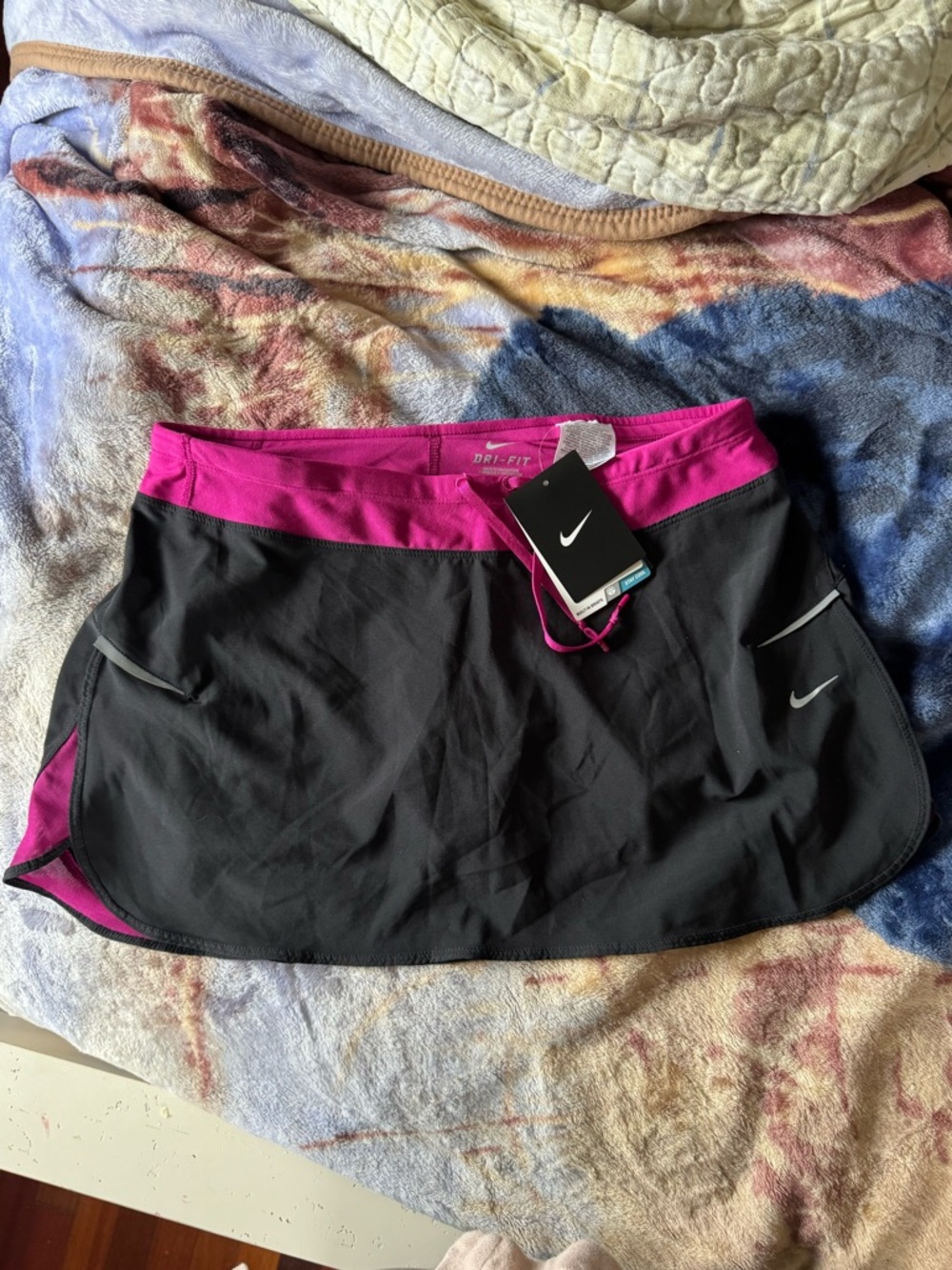 Nike Black & Magenta Dri-FIT Athletic Skort